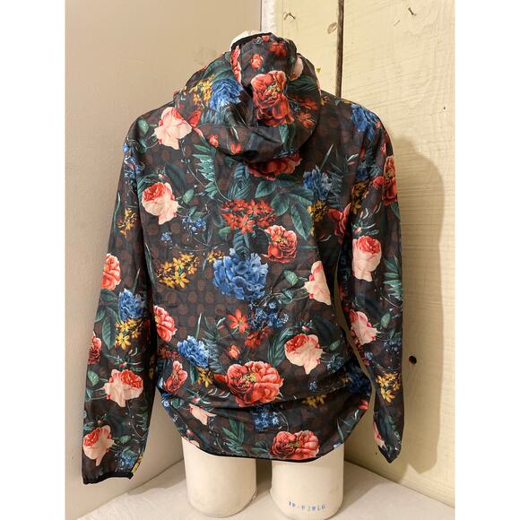Reason Brand Sz Small Pullover Hoodie Windbreaker Jacket Flower Floral‎ Print - Picture 2 of 8